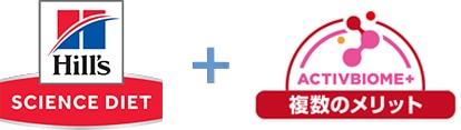 ヒルズ サイエンス・ダイエットとアクティバイオーム＋マルチベネフィットのロゴ